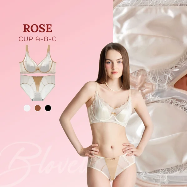 Bộ đồ ngủ ren có gọng satin sang trọng Rose